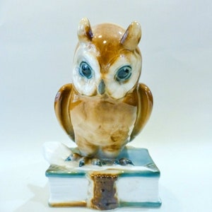 Vintage Zsolnay Porcelain Owl Statue: Reading Figurine
