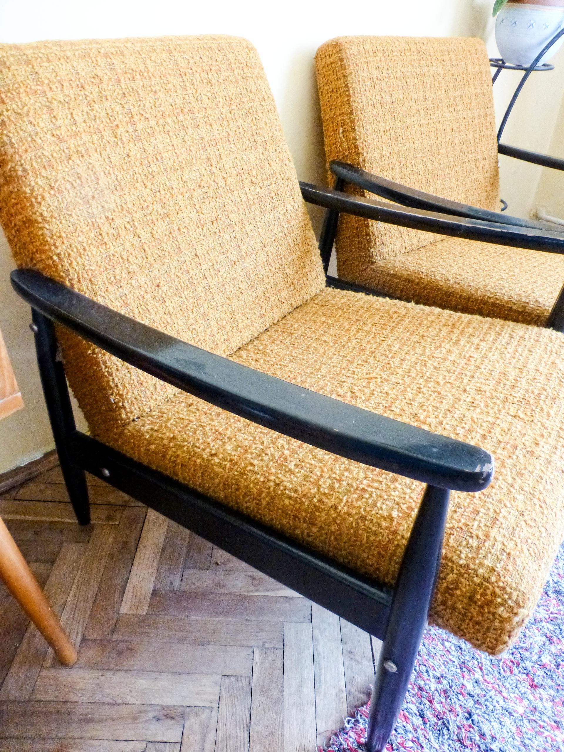 ヴィンテージミッドセンチュリーアームチェア、ブナ無垢材、オリジナル