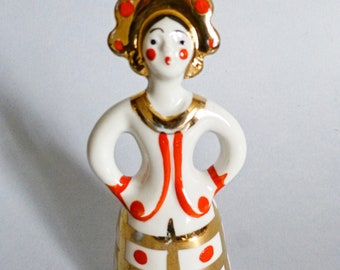 ヴィンテージ ハンドペイント デュレボ 磁器 置物 ショールを巻いた