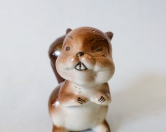 Antique squirrel  porcelain animal figurine, ,1950s figurine