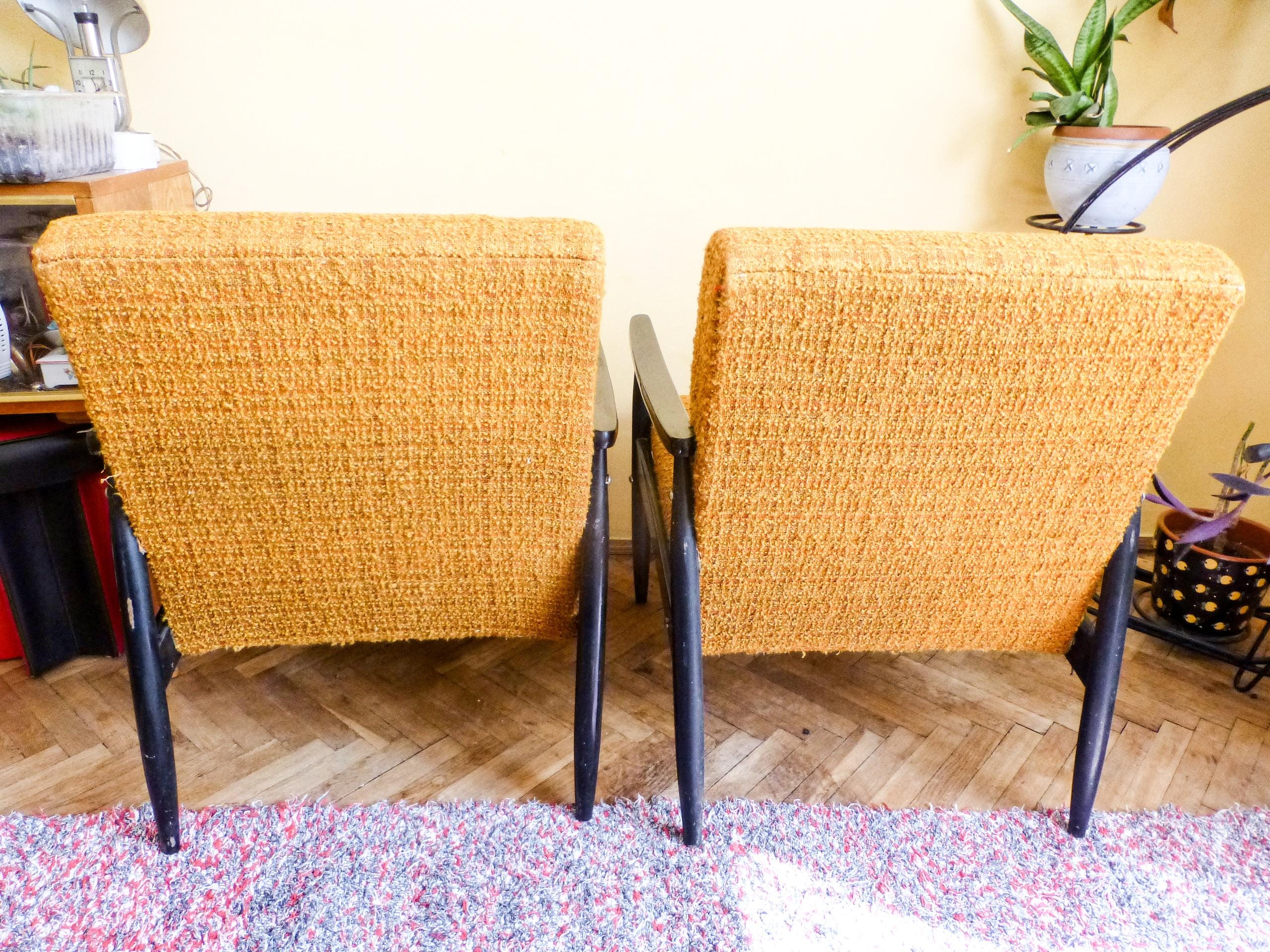 ヴィンテージミッドセンチュリーアームチェア、ブナ無垢材、オリジナル