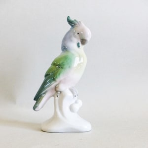 Vintage Porcelain Parrot Figurine: German Pottery Bird Decor (4x2x1&quot;)