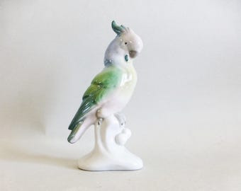 陶器製 オウムの置物 大きめ オブジェ インテリア ヴィンテージ