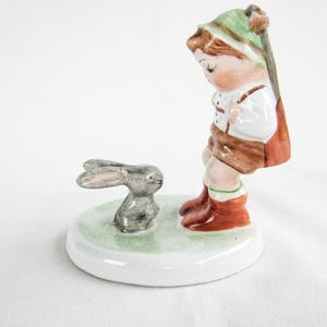 Vintage Hungarian Porcelain Figurine: Little Boy with Bunny