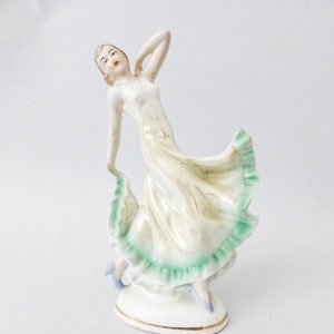 Art Deco Porcelain Ballerina Figurine: Antique German Dancer