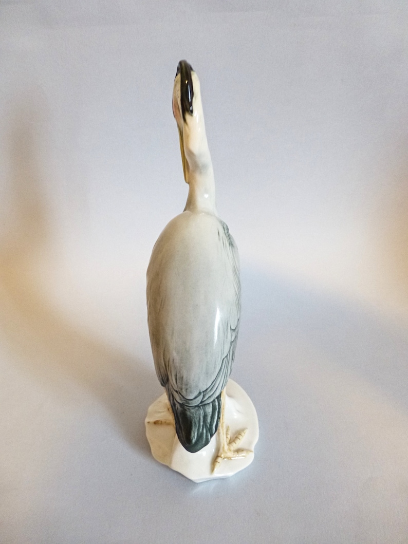 Large Vintage German Karl Ens fine porcelain bird figurine,crane,heron,Ens statue,hand painted,stamped