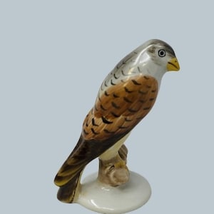 Vintage Herend Porcelain Falcon Figurine - Handpainted Hungarian Bird