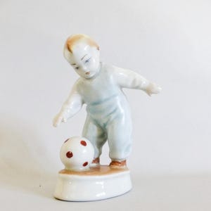 Vintage Hungarian Zsolnay porcelain baby boy with ball,child figurine FREE SHIPPING