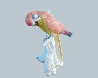 Antique Karl Ens  parrot statuette, vintage porcelain bird  figurine FREE SHIPPING