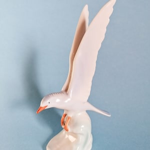 Estatueta de gaivota, pássaro colecionável, estatueta de porcelana húngara vintage Hollohaza FRETE GRÁTIS