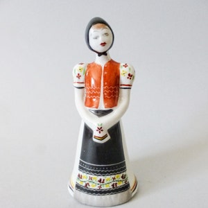 Vintage Hungarian Hollohaza  figurine,Little girl in traditional folk cloth,Matyo girl