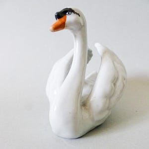 Vintage Hand-Painted Porcelain Swan Figurine - Hungarian Fine Art