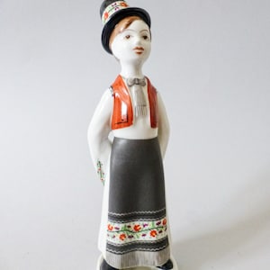 Vintage Hungarian Hollohaza figurine,Little boy in traditional folk cloth,Matyo boy FREE SHIPPING