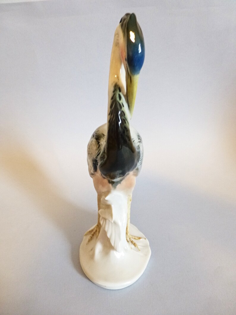 Large Vintage German Karl Ens fine porcelain bird figurine,crane,heron,Ens statue,hand painted,stamped