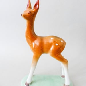 Fawn statuette,Vintage Hollohaza porcelain animal figurine FREE SHIPPING