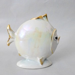Vintage Hand-Painted Porcelain Puffer Fish Figurine - Hungarian Pottery