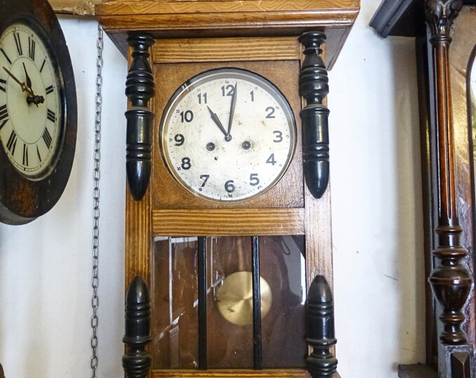 Antique German H.A.U. .h.a.c.junghans Chiming Pendulum Wall Clock