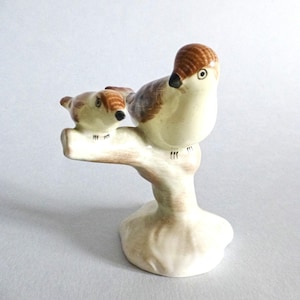 Birds on branch,Vintage Hungarian porcelain bird figurine,bird family,pottery bird FREE SHIPPING