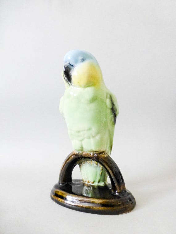 陶器製 オウムの置物 大きめ オブジェ インテリア ヴィンテージ ヴィンテージ磁器製オウムの置物：鳥の装飾 - Etsy 日本 陶器製 オウム