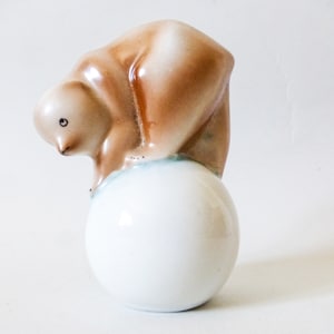 Antique figurine,Hungarian Hollohaza porcelain animal figurine,dancing bear,circus bear,1950s FREE SHIPPING
