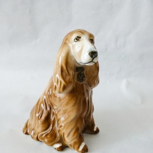 Vintage Zsolnay Porcelain Spaniel Figurine - Handpainted Hungarian Dog