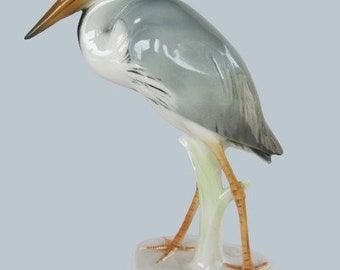 Large Vintage  Volkstedt porcelain bird figurine,Heron, bird statue FREE SHIPPING