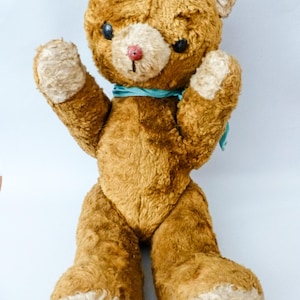 Large Antique Straw Filled Teddy Bear - 16.5&quot; Vintage Toy