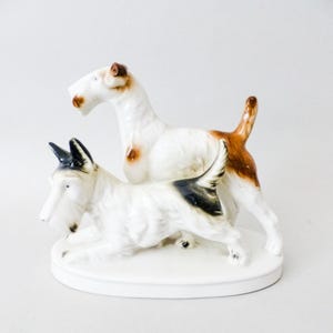 Dog statuette,Vintage porcelain ,dog figurine,playing puppies ,animal figurine,terrier statuette  FREE SHIPPING WORLDWIDE