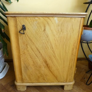 Vintage Wood Bedside Table: 1950s Nightstand Side Cabinet