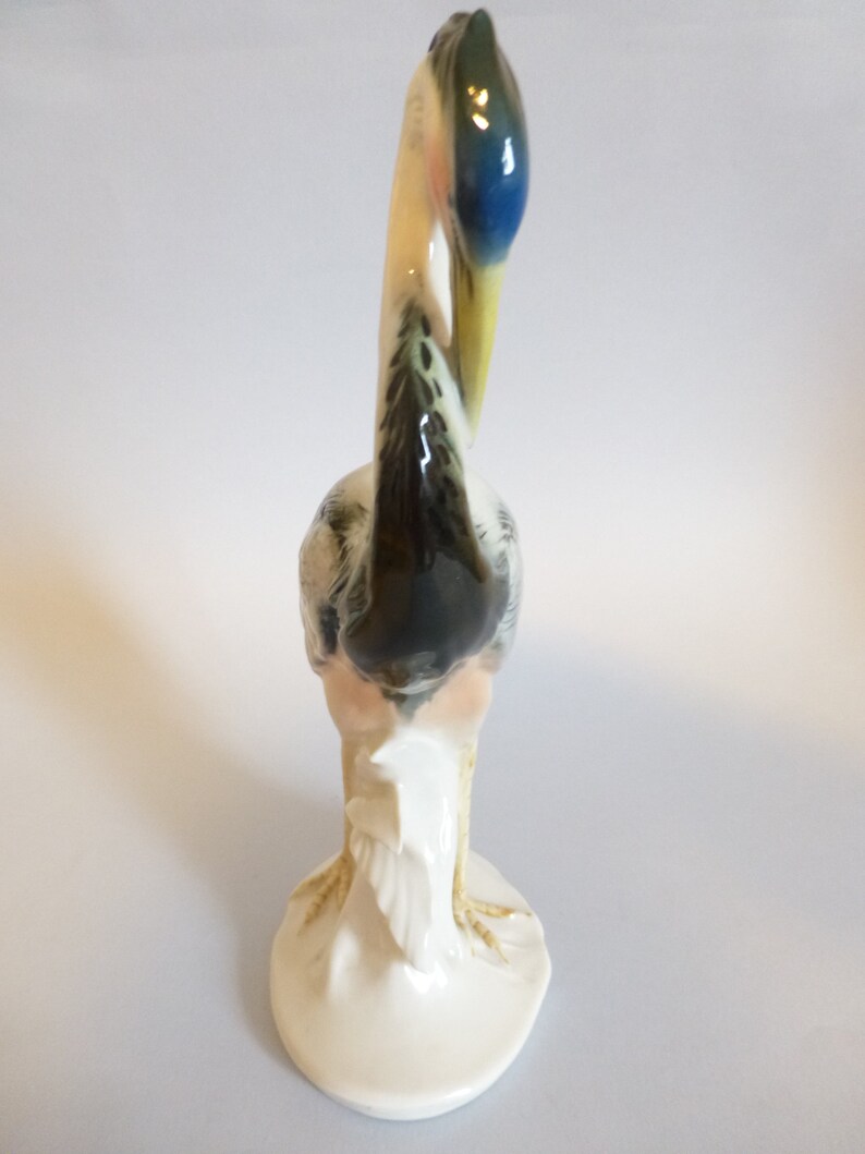 Large Vintage German Karl Ens fine porcelain bird figurine,crane,heron,Ens statue,hand painted,stamped