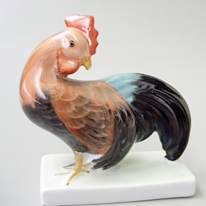 Vintage rooster figure, Hungarian porcelain bird figurine,rooster FREE SHIPPING