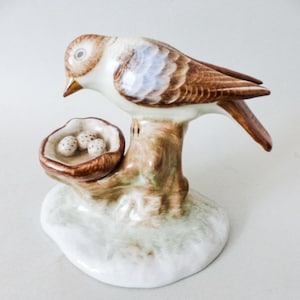 Vintage  Porcelain Bird Figurine: Hand-Painted Hungarian Decor