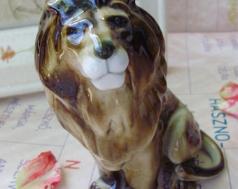 Vintage Lion figurine,Hungarian Zsolnay porcelain animal figure