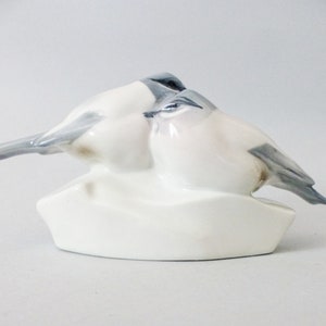 Vintage Zsolnay Porcelain Bird Figurine: Hand-Painted Hungarian Titmouse