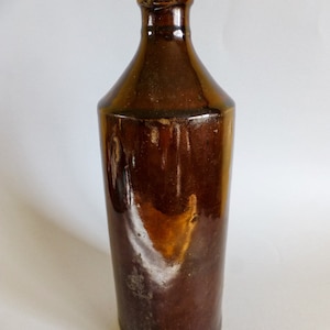 Antique Stoneware Apothecary Bottle: Rustic Pottery Vase, 11&quot;