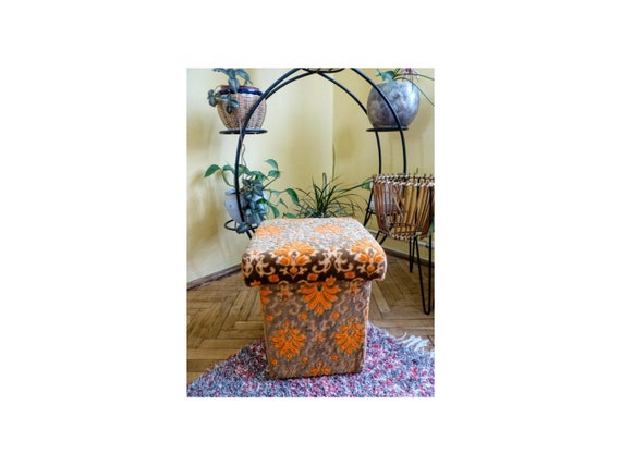 ヴィンテージミッドセンチュリーオットマン：ファブリックフット