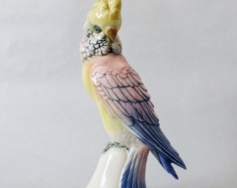 Antique Volkstedt parrot,cockatoo statuette, vintage porcelain bird  figurine FREE SHIPPING+ Gift vintage jewelry