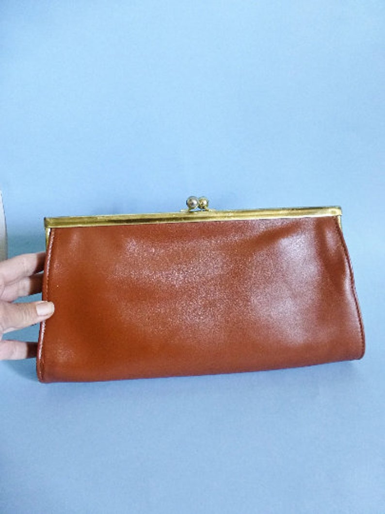 Vintage Leather Handbag,Women bag,clutch bag,original vintage evening bag FREE SHIPPING image 1