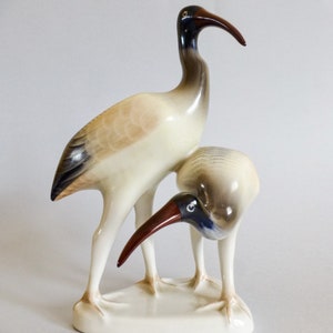 Vintage Hollohaza Porcelain Crane Couple Figurine