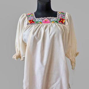 Embroidered Hungarian Peasant Blouse: Boho Folk Top, Size M-L