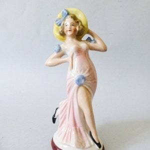 Antique Art Deco Porcelain Ballerina Figurine - Pink Dancing Lady