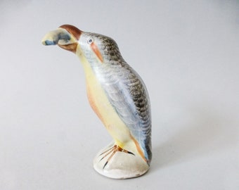 Vintage kingfisher figurine,Vintage Hungarian porcelain bird with fish FREE SHIPPING