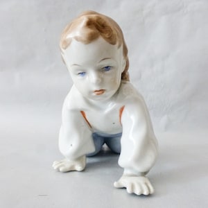 Antique figurine,Hungarian Zsolnay porcelain baby boy ,child figurine FREE SHIPPING