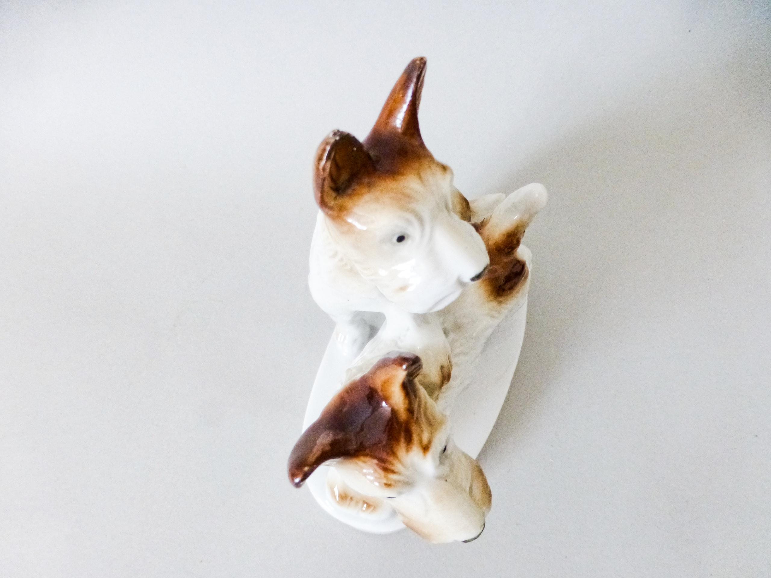 Vintage German Porcelain Terrier Figurine: Handpainted Puppy