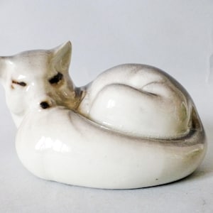 Vintage Hand-Painted Porcelain Polar Fox Figurine