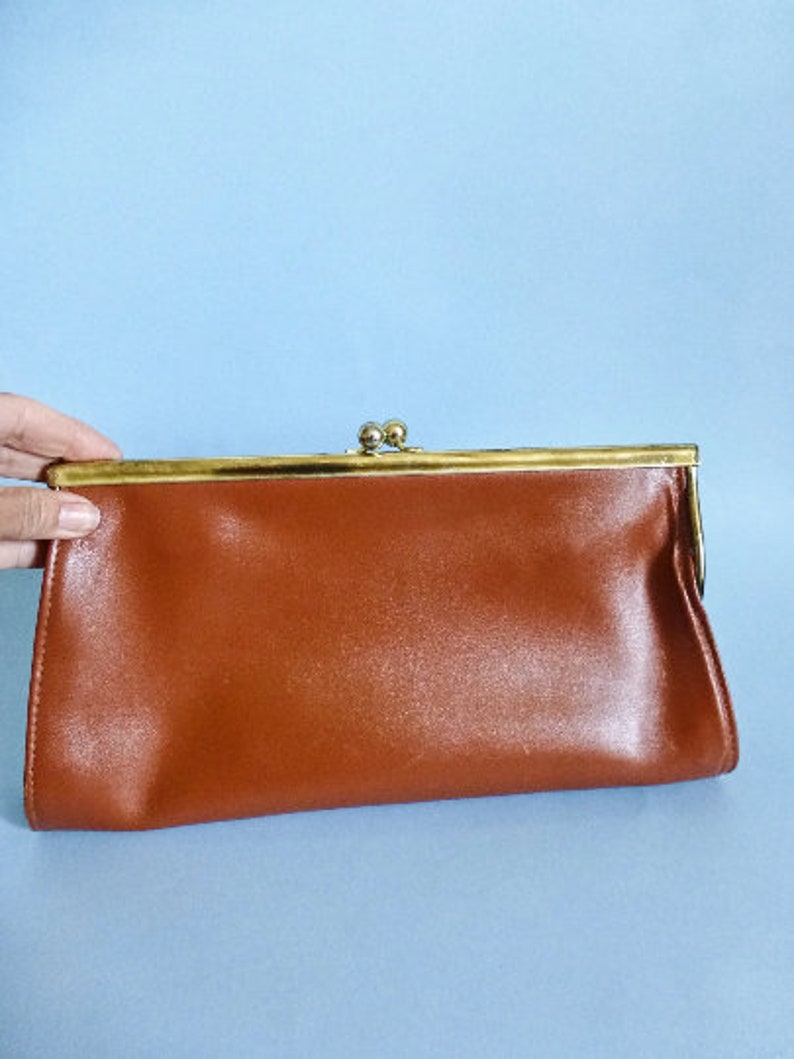 Vintage Leather Handbag,Women bag,clutch bag,original vintage evening bag FREE SHIPPING image 5