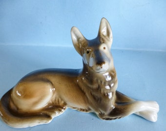 German shepherd statue,Vintage Royal Dux porcelain dog figurine, stamped,hand painted FREE SHIPPING+ Gift Jewelry