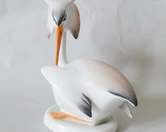 Grebe figurine,Vintage Hungarian porcelain bird figurine FREE SHIPPING+ Gift Jewelry