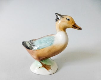 Vintage mandarin duck,mallard figurine,Vintage Hungarian porcelain bird  figurine,hand painted FREE SHIPPING