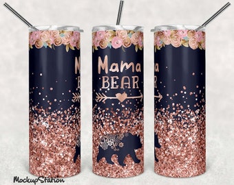 Mama Bear Tumbler - Mom Gift - Mother's Day Gift - Skinny Tumbler - 20 oz